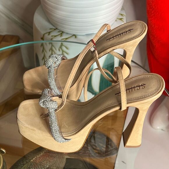 SCHUTZ Peaky Platform Nubuck & Vinyl Sandal/ size 9B - Picture 8 of 9